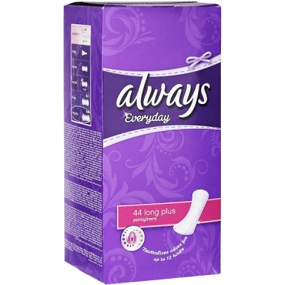 always everyday 44 long plus pantyliners  neutralizes odors for up to 12 hours protection